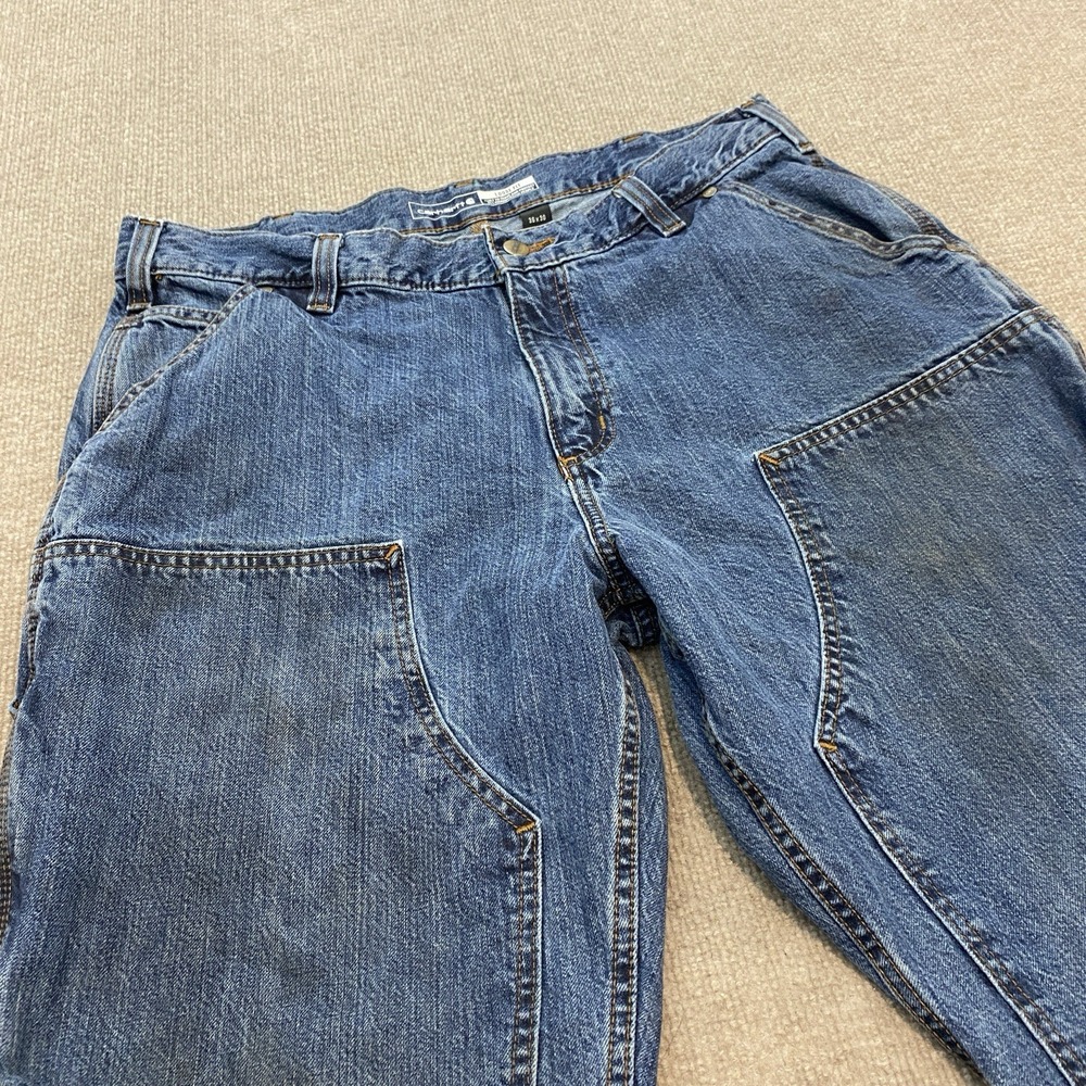 Carhartt Double Knee Jeans Mens 36x29 Distressed Grunge Thrashed Denim